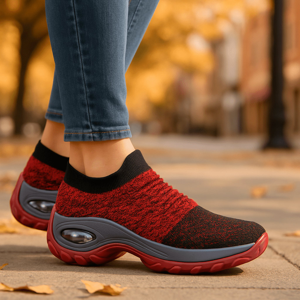 Breathable No-Tie Stretch Shoes - Red