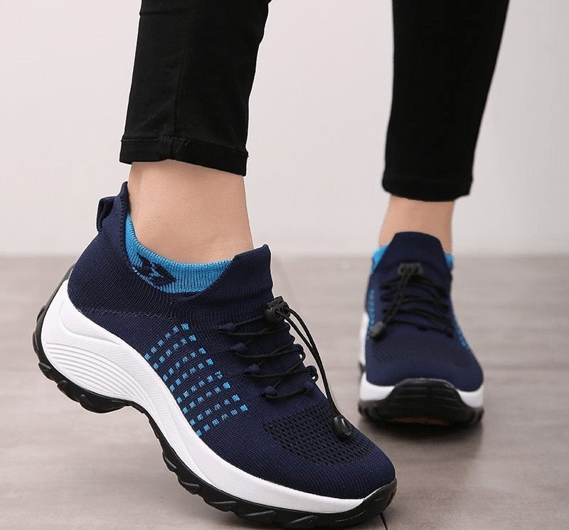 Ortho Stretch Cushion Shoes - White Blue