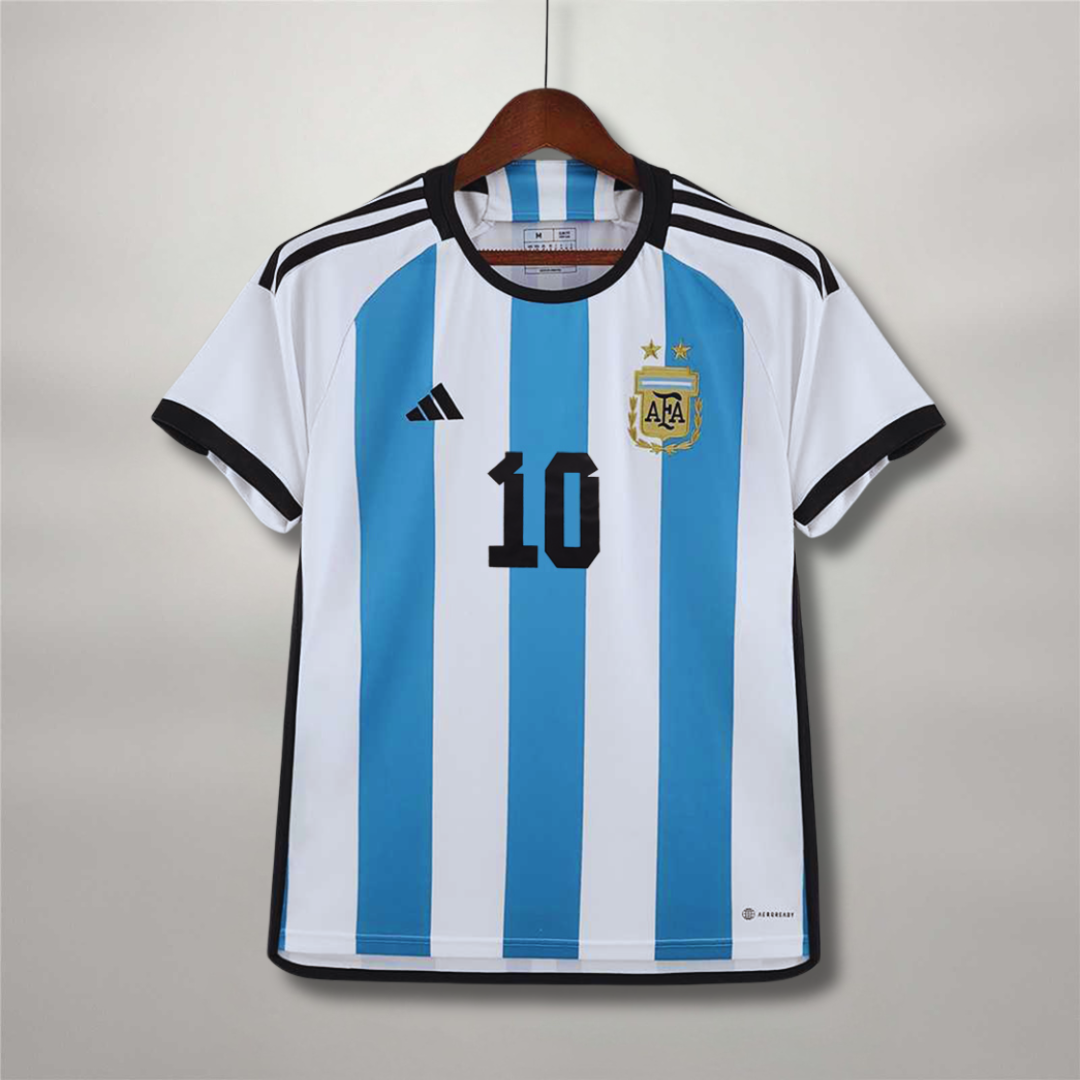 Messi Argentina Home Jersey 2022 World Cup Winners