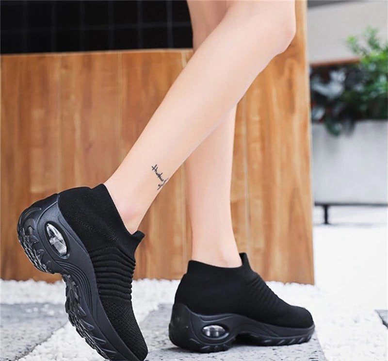Breathable No-Tie Stretch Shoes - Black